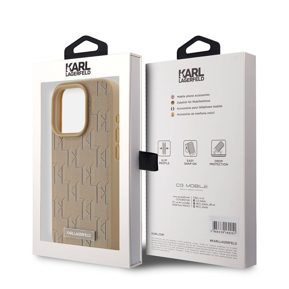 Apple iPhone 15 Pro Max Case Karl Lagerfeld Original Licensed M-Safe Charging Feature KL Printed Hot Stamp Cover Black