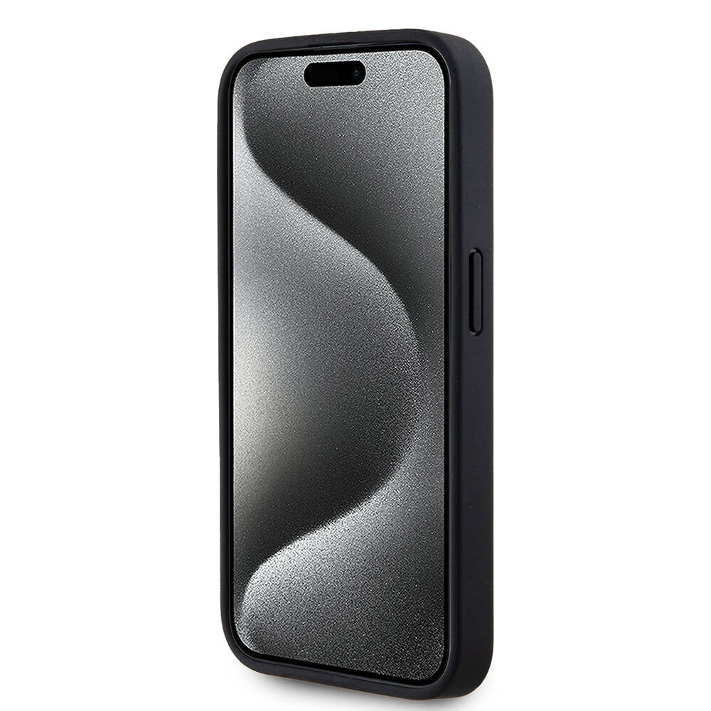 Apple iPhone 15 Pro Max Case Karl Lagerfeld Original Licensed M-Safe Charging Feature KL Printed Hot Stamp Cover Black