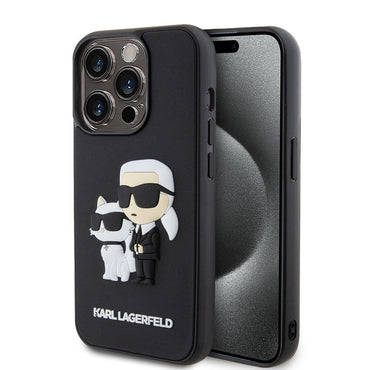 Apple iPhone 15 Pro Max Case Karl Lagerfeld Silicone 3D K&C Logo Original Licensed Cover Black