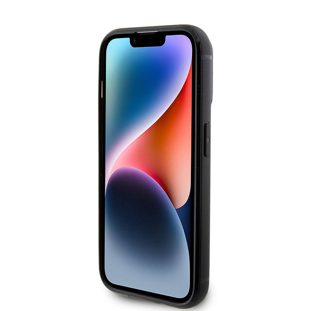 Apple iPhone 15 Pro Max Kılıf Karl Lagerfeld Taşlı Metal Logo Orjinal Lisanslı Kapak Gümüş