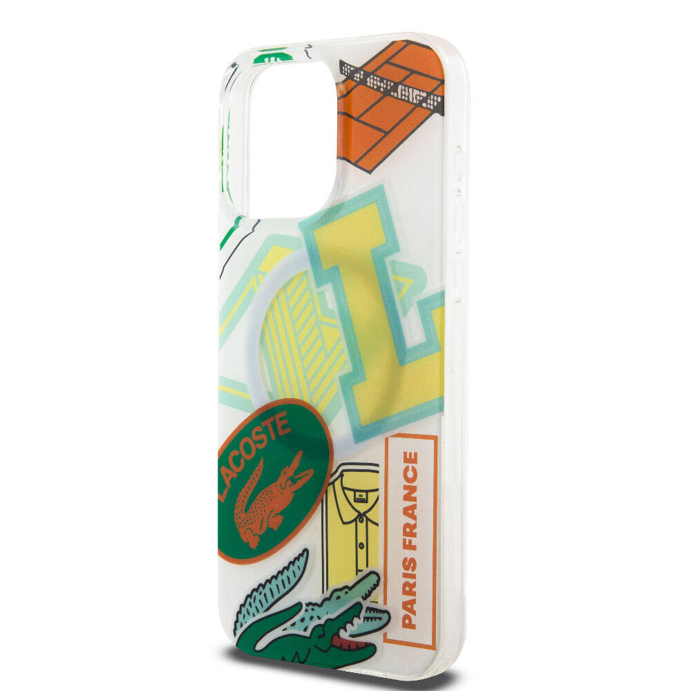 Apple iPhone 15 Pro Max Case Lacoste Original Licensed M-Safe Charging Feature Double Layer Patches Patterned Cover Blue