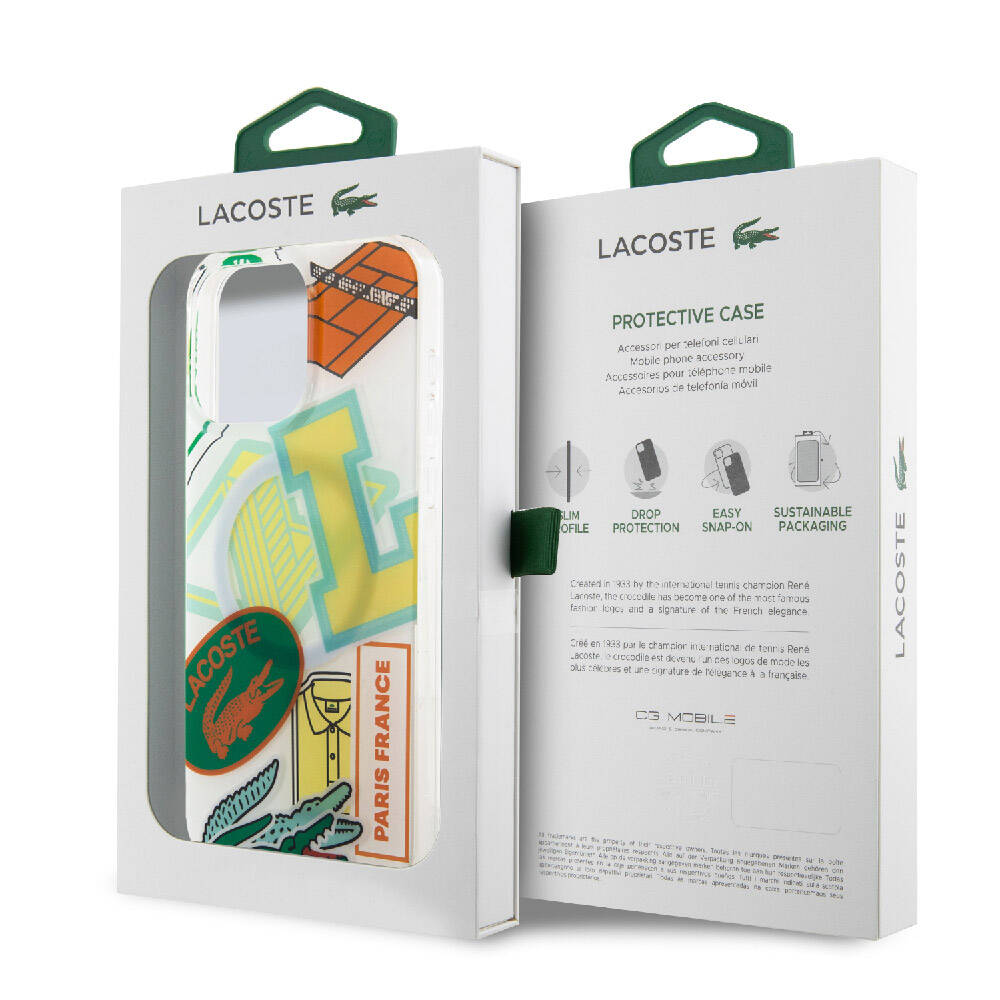 Apple iPhone 15 Pro Max Case Lacoste Original Licensed M-Safe Charging Feature Double Layer Patches Patterned Cover Green