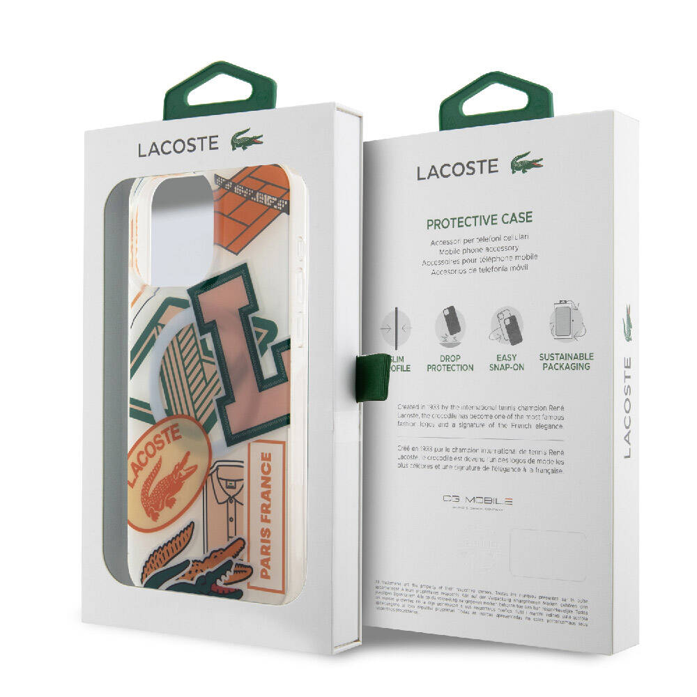 Apple iPhone 15 Pro Max Kılıf Lacoste Orjinal Lisanslı M-safe Şarj Özellikli Çift Katmanlı Yamalar Desenli Kapak Sarı