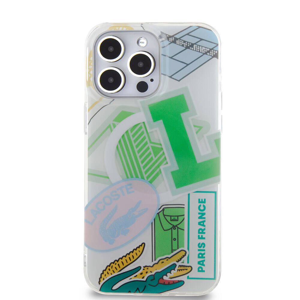Apple iPhone 15 Pro Max Case Lacoste Original Licensed M-safe Charging Feature Double Layer Patches Patterned Cover Yellow
