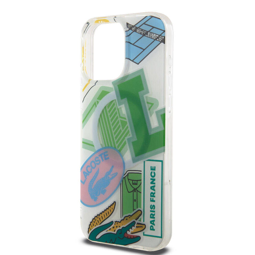 Apple iPhone 15 Pro Max Case Lacoste Original Licensed M-Safe Charging Feature Double Layer Patches Patterned Cover Blue