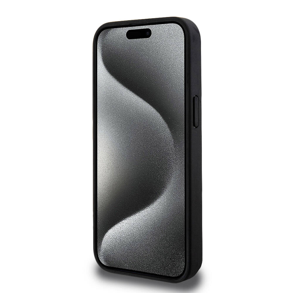 Apple iPhone 15 Pro Max Case Lacoste Original Licensed M-Safe Charging Function PU Leather Look Card Holder Mixed Monogram Pattern Cover Navy Blue