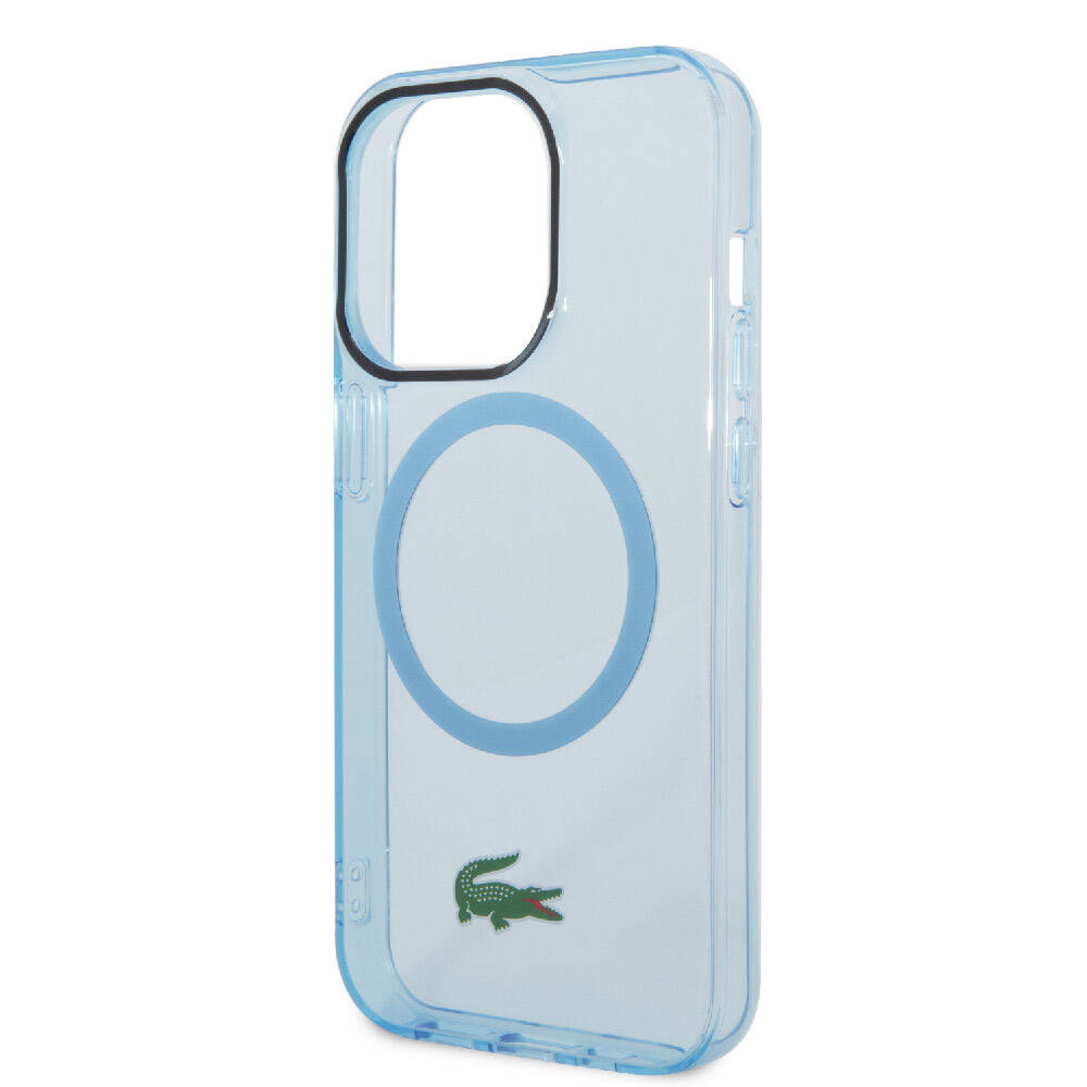 Apple iPhone 15 Pro Max Case Lacoste Original Licensed M-Safe Charging Transparent Crocodile Logo Printed Cover Black