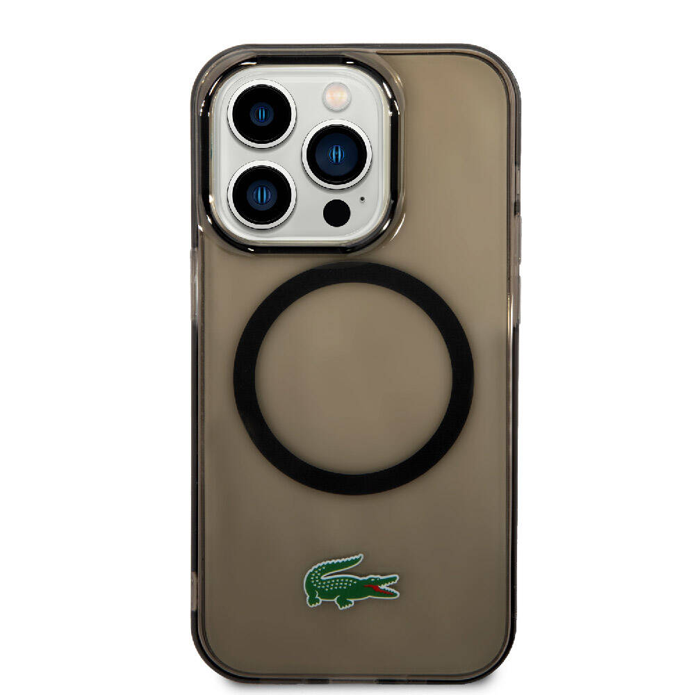 Apple iPhone 15 Pro Max Kılıf Lacoste Orjinal Lisanslı M-safe Şarj Özellikli Transparan Timsah Logo Baskılı Kapak Yeşil