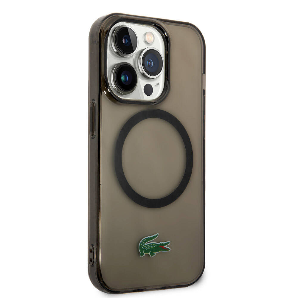 Apple iPhone 15 Pro Max Kılıf Lacoste Orjinal Lisanslı M-safe Şarj Özellikli Transparan Timsah Logo Baskılı Kapak Yeşil