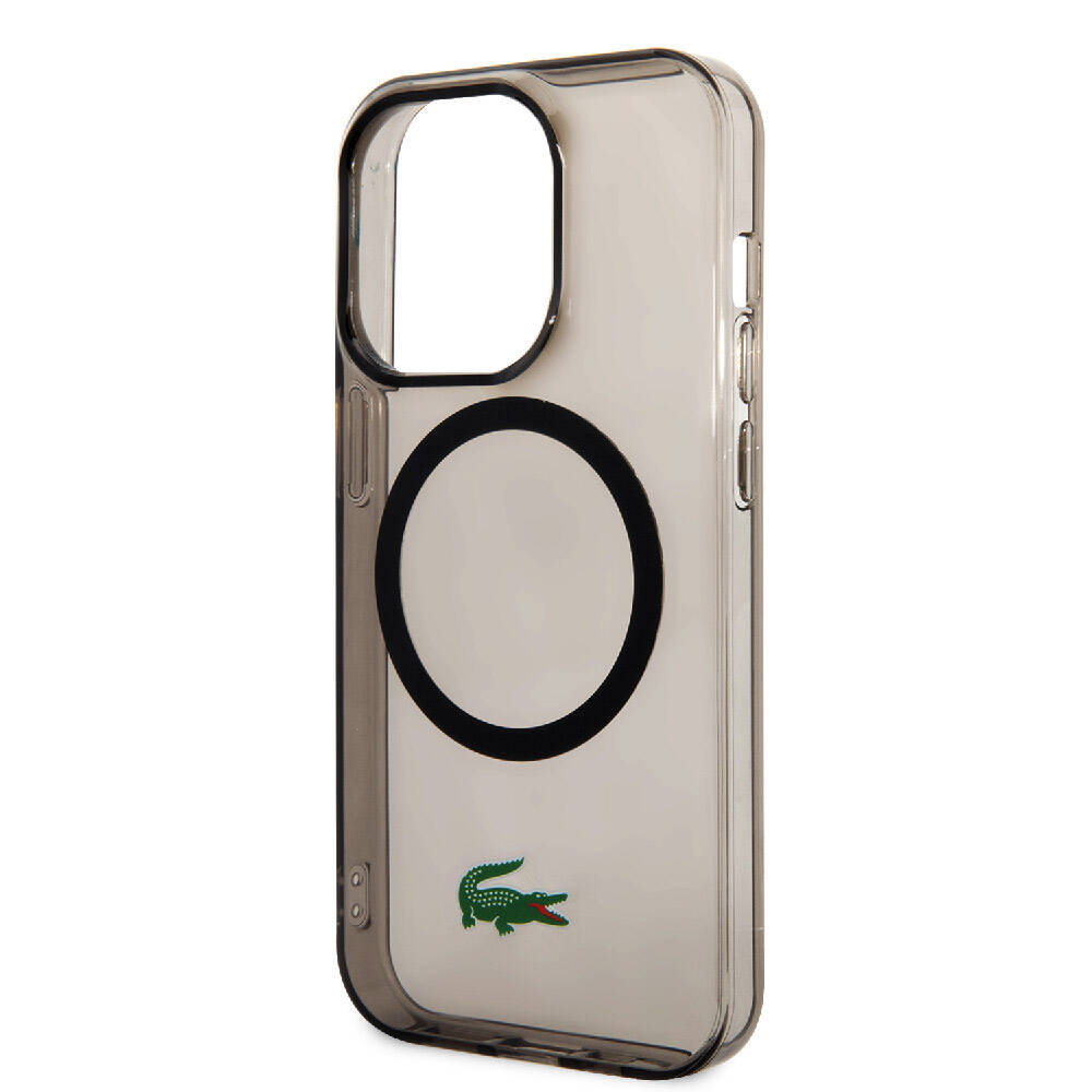 Apple iPhone 15 Pro Max Kılıf Lacoste Orjinal Lisanslı M-safe Şarj Özellikli Transparan Timsah Logo Baskılı Kapak Yeşil