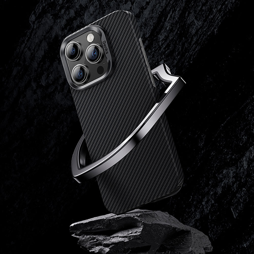 Apple iPhone 15 Pro Max Case M-safe Carbon Fiber Benks Essential ArmorAir 600D Kevlar Cover Black