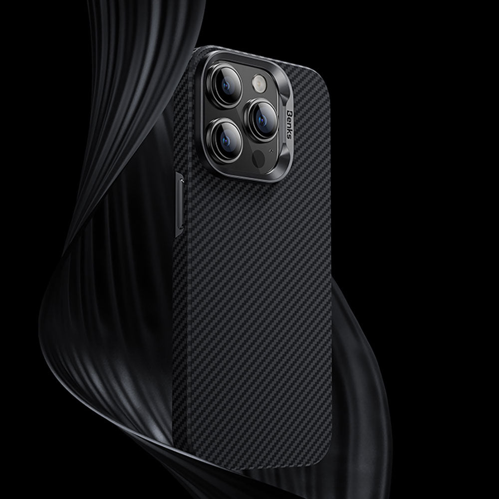 Apple iPhone 15 Pro Max Case M-safe Carbon Fiber Benks Essential ArmorAir 600D Kevlar Cover Black