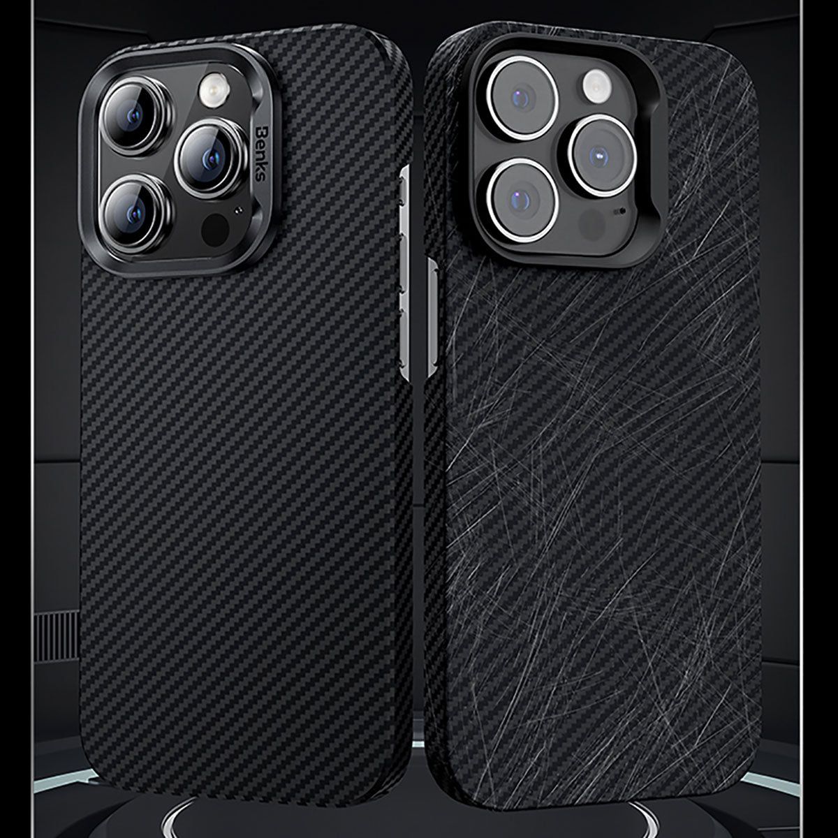 Apple iPhone 15 Pro Max Case M-safe Carbon Fiber Benks Essential ArmorAir 600D Kevlar Cover Black