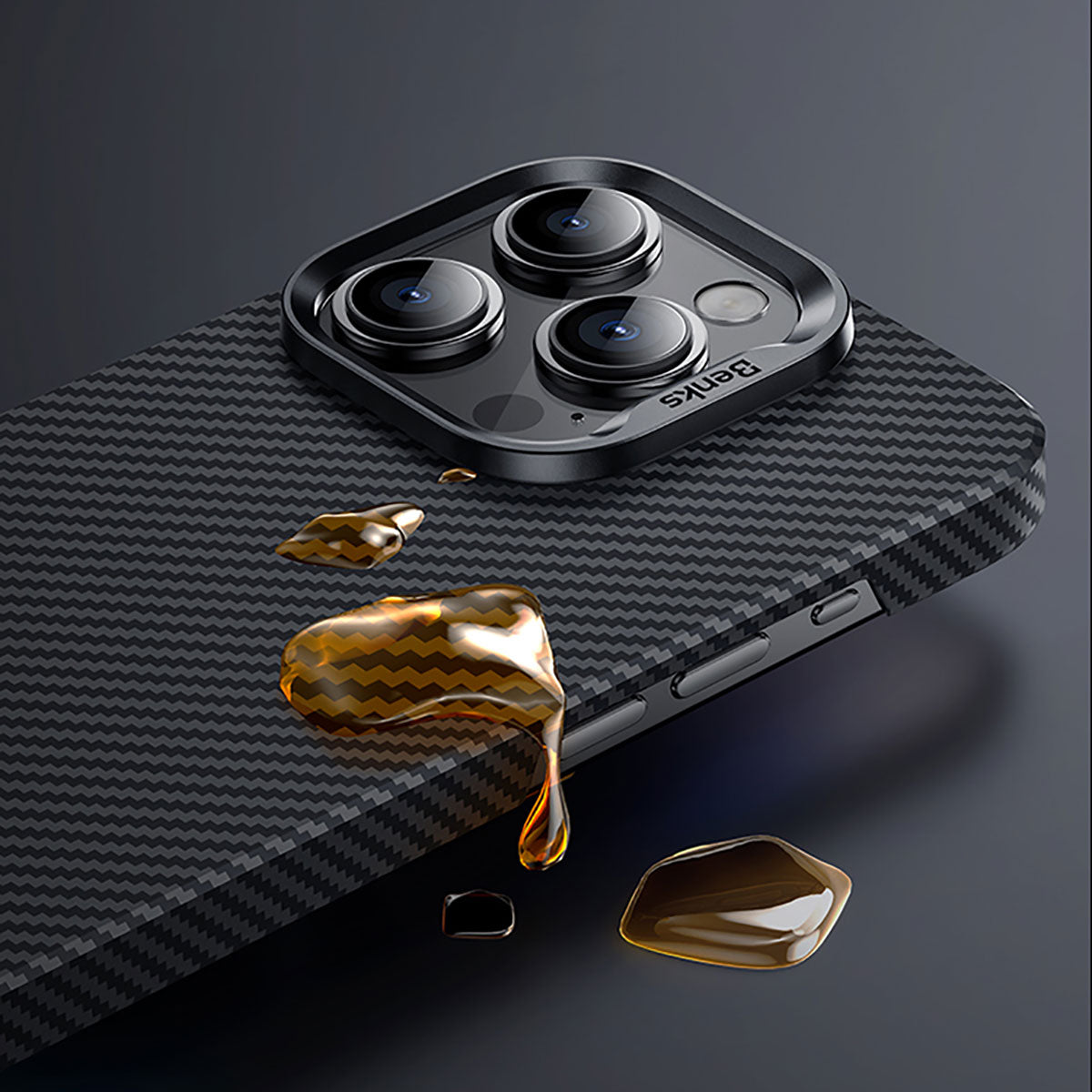 Apple iPhone 15 Pro Max Case M-safe Carbon Fiber Benks Essential ArmorAir 600D Kevlar Cover Black