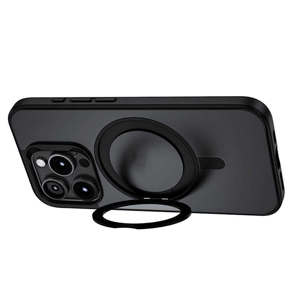 Apple iPhone 15 Pro Max Case M-safe Charging Feature 360° Rotating Benks Pop Stand Cover Black