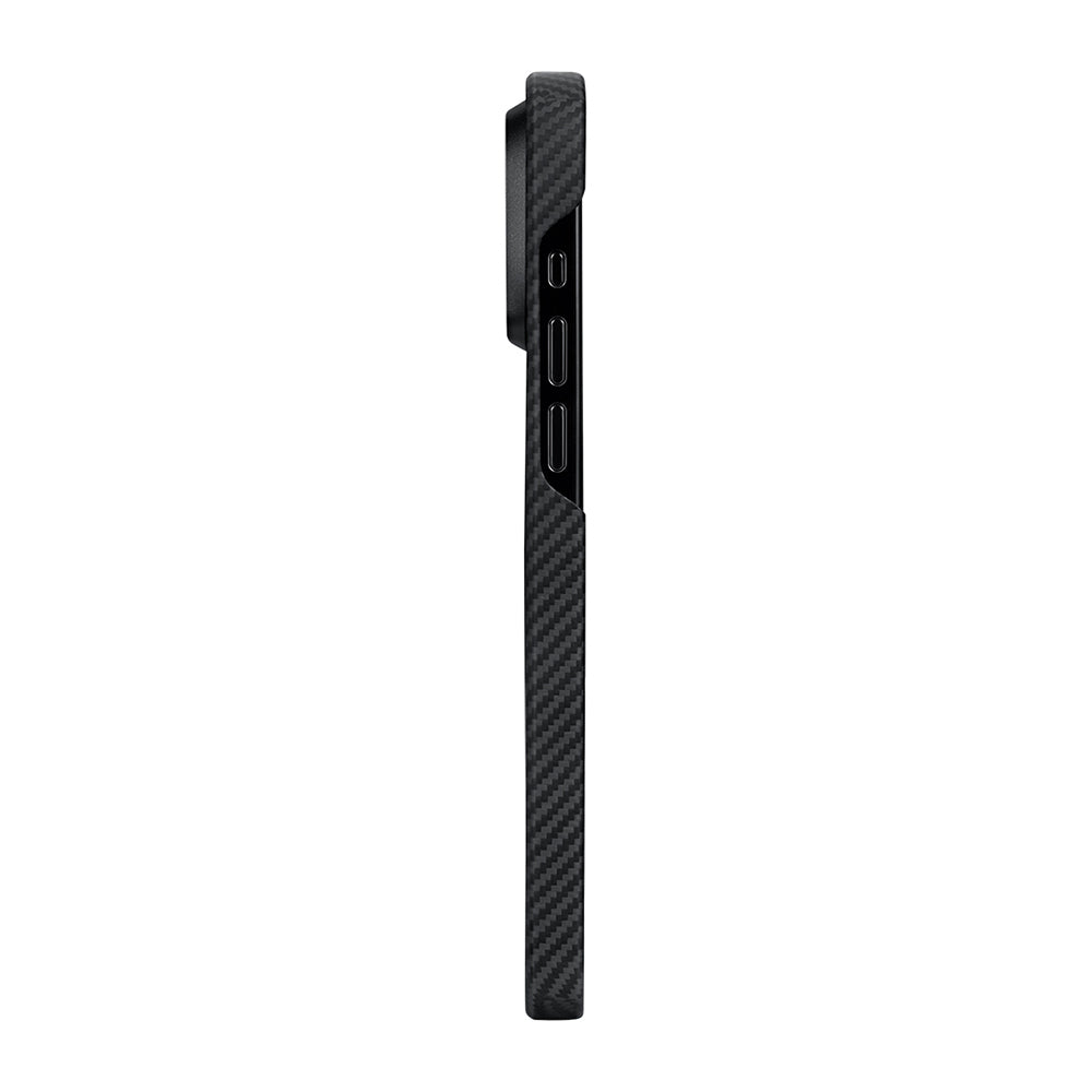 Apple iPhone 15 Pro Max Kılıf M-safe Şarj Özellikli 600D Aramid Fiber Pitaka Tactile Woven Orchestra Serisi Rhapsody Kapak Siyah
