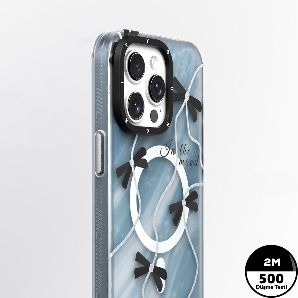 Apple iPhone 15 Pro Max Kılıf M-safe Şarj Özellikli Airbagli Çift Katmanlı Youngkit Star&Butterfly Serisi Kapak Gri