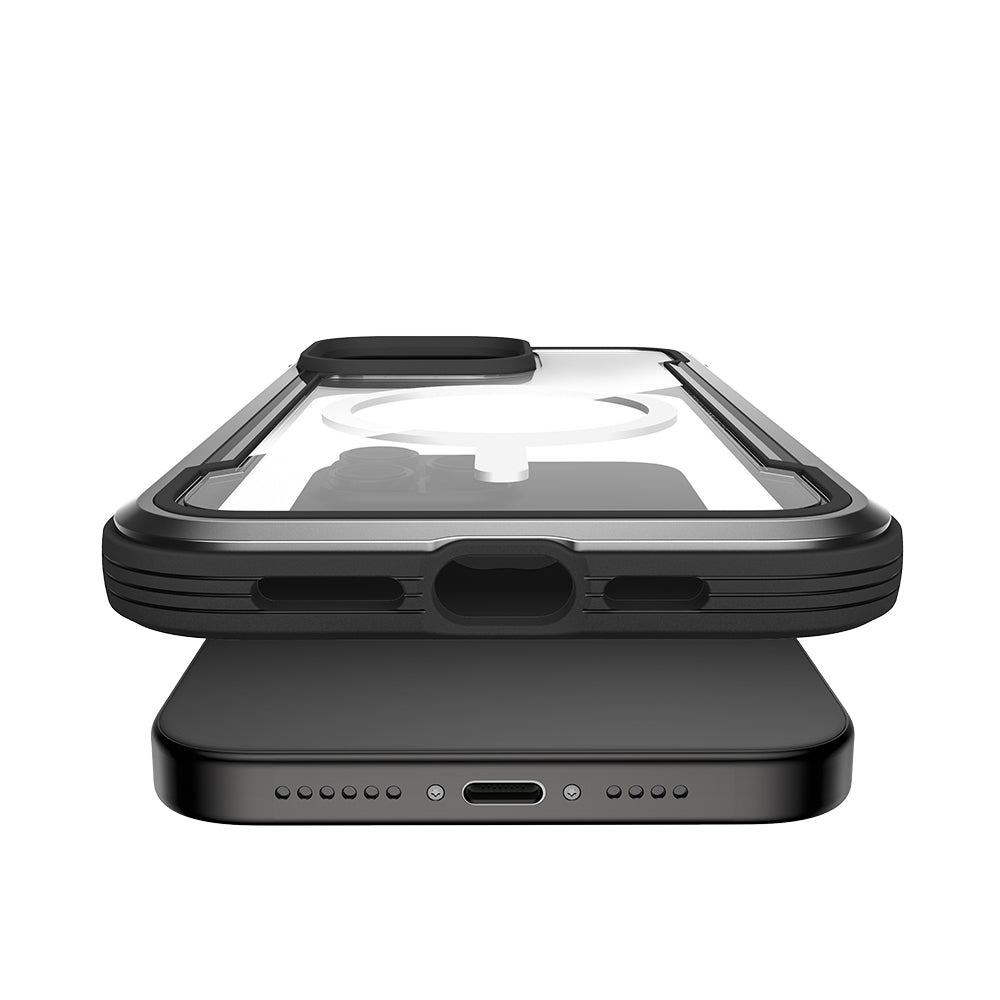 Apple iPhone 15 Pro Max Kılıf M-safe Şarj Özellikli Airbagli Raptic Shield Serisi Şeffaf Arka Yüzey Kapak Kırmızı