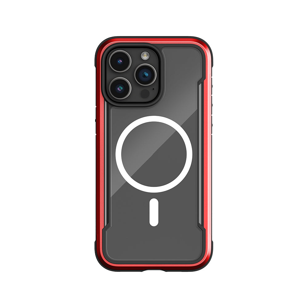 Apple iPhone 15 Pro Max Case M-Safe Charging Feature Airbag Raptic Shield Series Transparent Back Cover Red