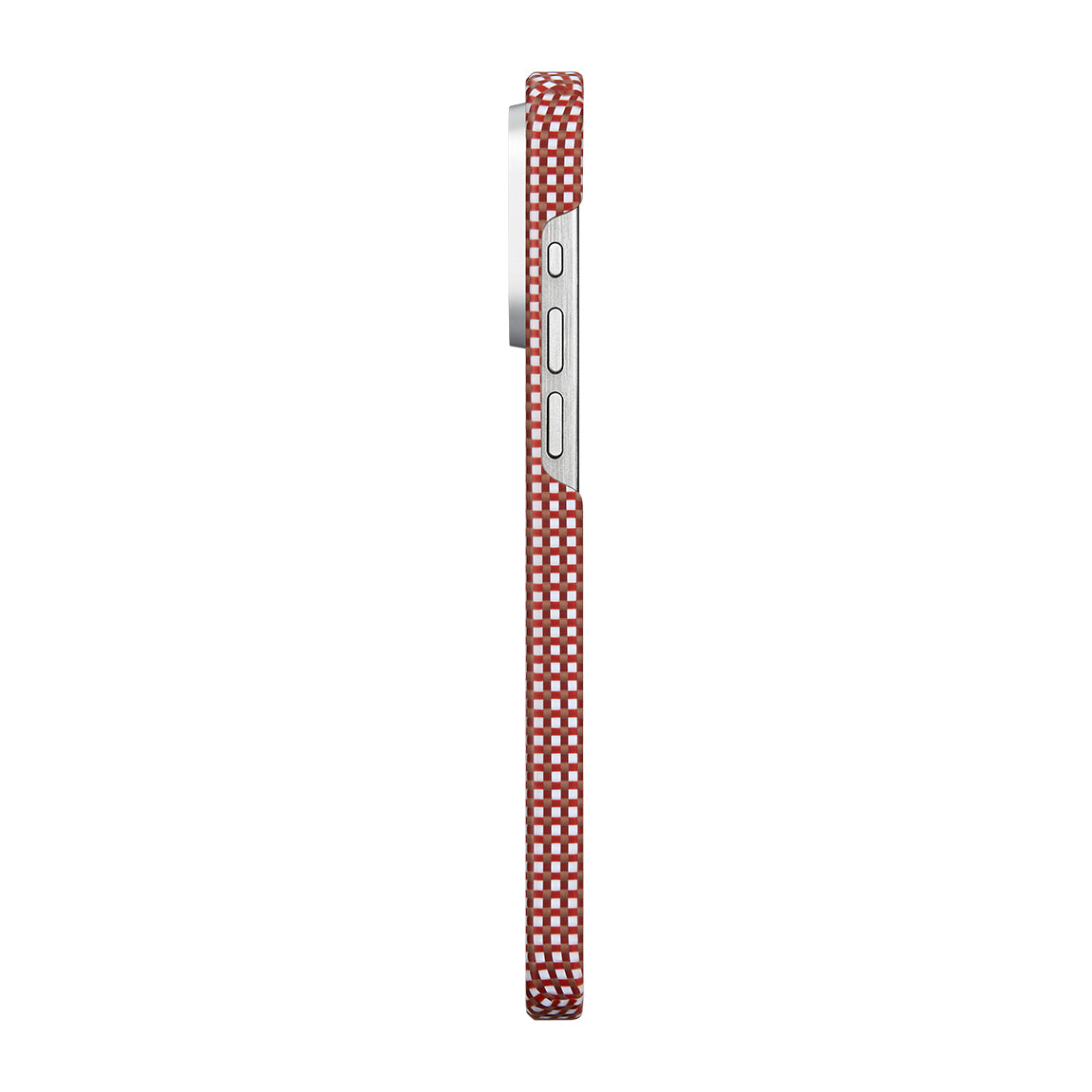 Apple iPhone 15 Pro Max Kılıf M-safe Şarj Özellikli Awa Tasarımlı 1500D Aramid Fiber Pitaka Ultra-Slim Classic Serisi Bonfire Kapak Kırmızı