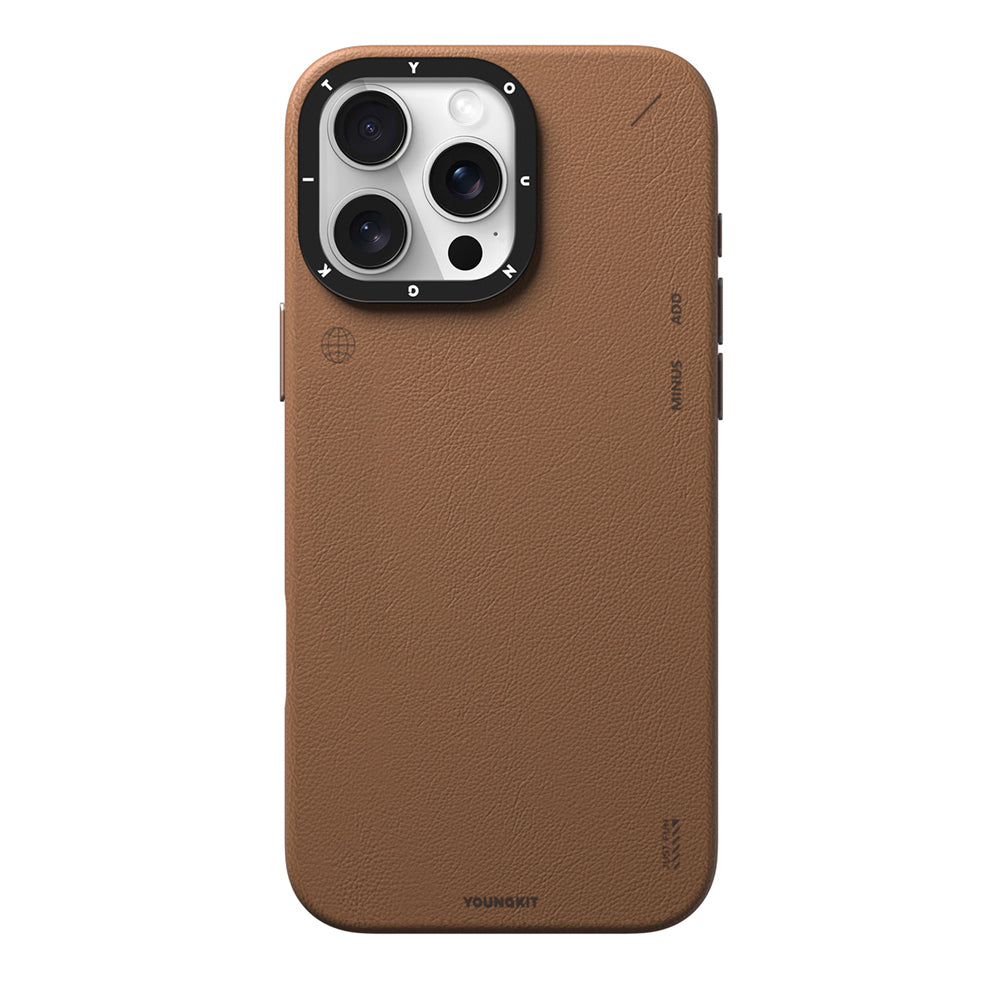 Apple iPhone 15 Pro Max Kılıf M-safe Şarj Özellikli Basit Mat Deri Desenli Youngkit Tech Fashion Serisi Kapak Siyah