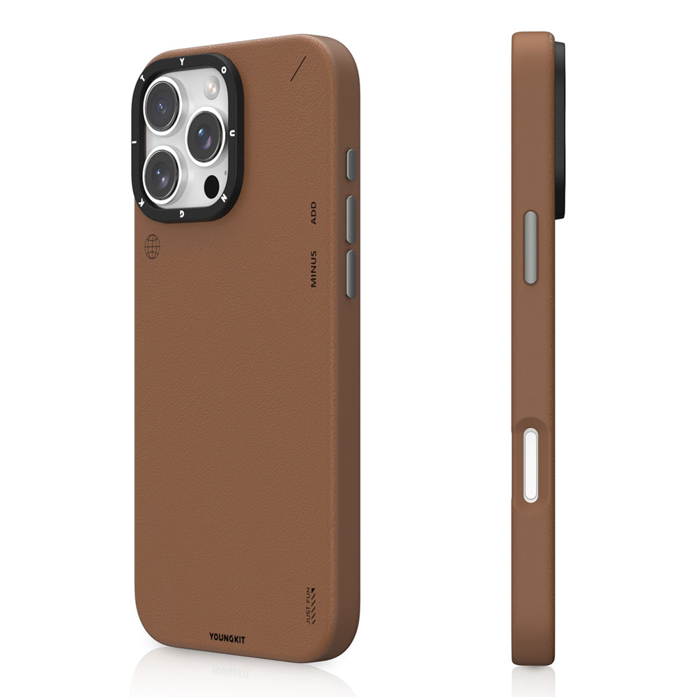 Apple iPhone 15 Pro Max Kılıf M-safe Şarj Özellikli Basit Mat Deri Desenli Youngkit Tech Fashion Serisi Kapak Siyah