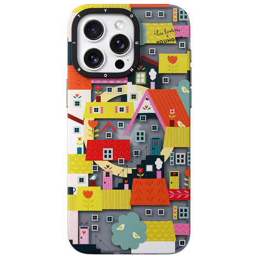 Apple iPhone 15 Pro Max Kılıf M-safe Şarj Özellikli Bee Brown Tasarımlı Youngkit Colorful Life Serisi Kapak Sarı