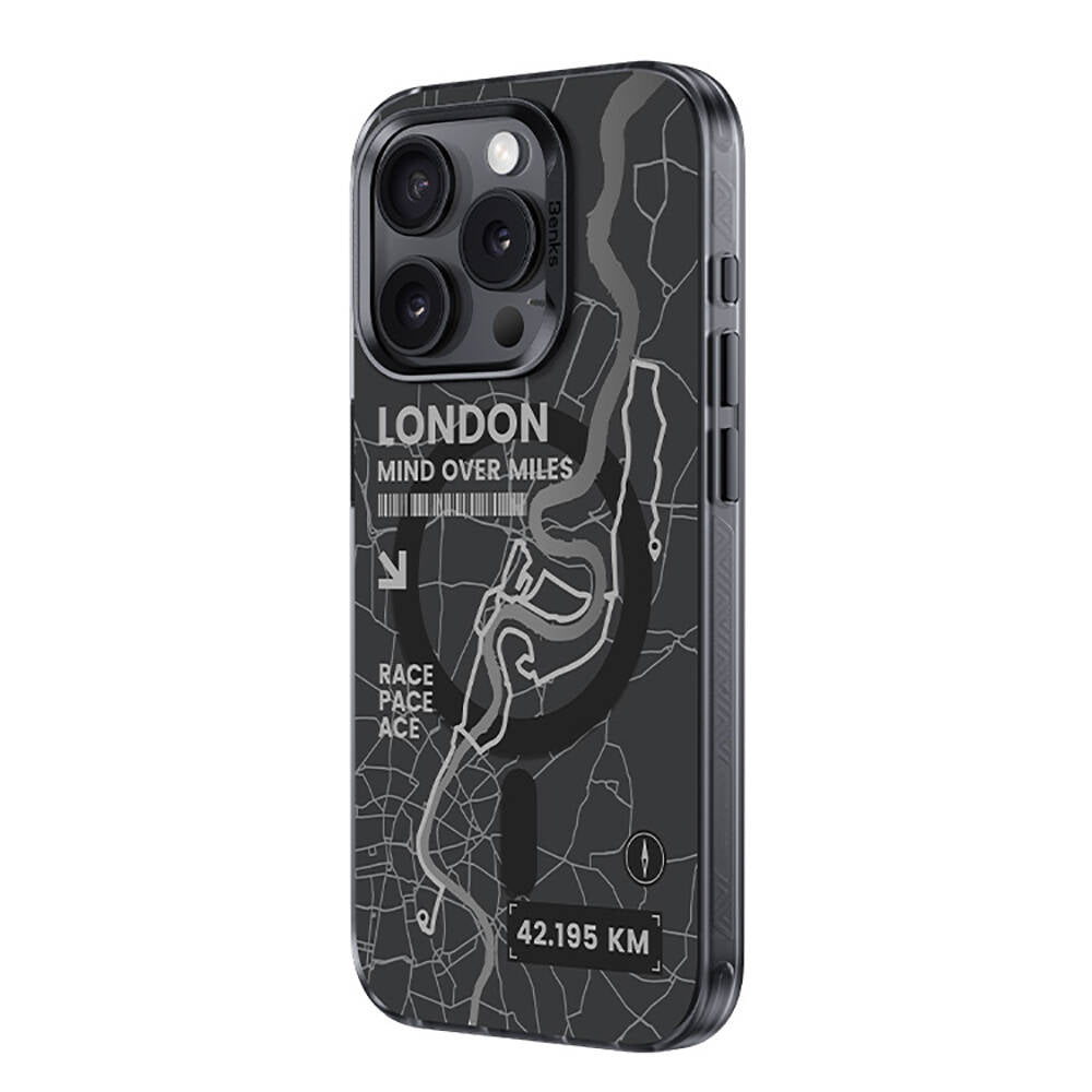 Apple iPhone 15 Pro Max Case M-Safe Charging Feature Benks City Series Cover Black-Orange
