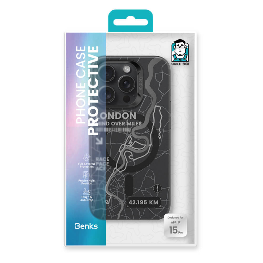 Apple iPhone 15 Pro Max Case M-Safe Charging Feature Benks City Series Cover Black-Orange