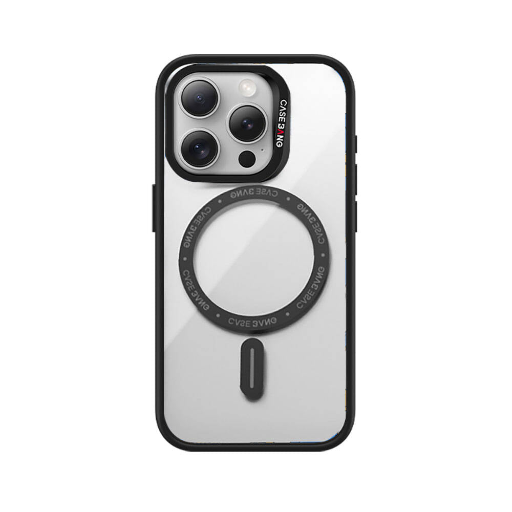 Apple iPhone 15 Pro Max Kılıf M-safe Şarj Özellikli Casebang Body Frame Kapak Siyah