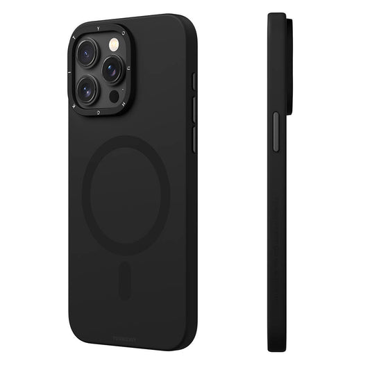 Apple iPhone 15 Pro Max Kılıf M-safe Şarj Özellikli Çizilmeye ve Aşınmaya Dayanıklı Youngkit Velvet Serisi Kapak Siyah