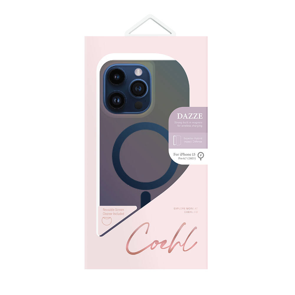 Apple iPhone 15 Pro Max Case M-safe Charging Feature Mystic Purple Color Coehl Dazze Cover Blue