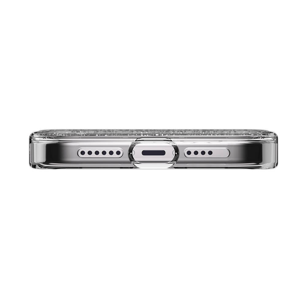 Apple iPhone 15 Pro Max Kılıf M-safe Şarj Özellikli Parlayan Simli Şeffaf Lisanslı Switcheasy Starfield-M Kapak Mor