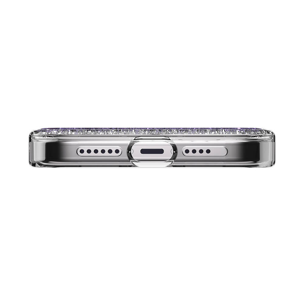 Apple iPhone 15 Pro Max Kılıf M-safe Şarj Özellikli Parlayan Simli Şeffaf Lisanslı Switcheasy Starfield-M Kapak Mor