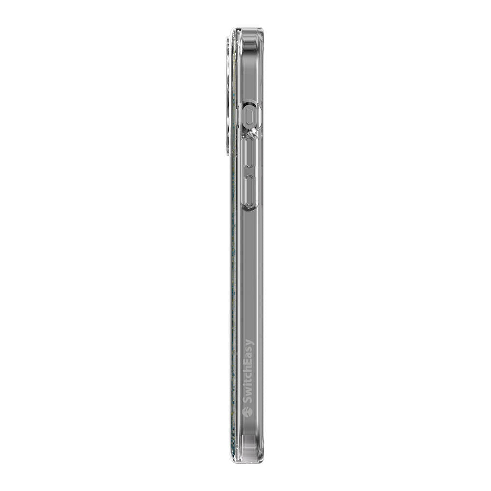 Apple iPhone 15 Pro Max Kılıf M-safe Şarj Özellikli Parlayan Simli Şeffaf Lisanslı Switcheasy Starfield-M Kapak Mor