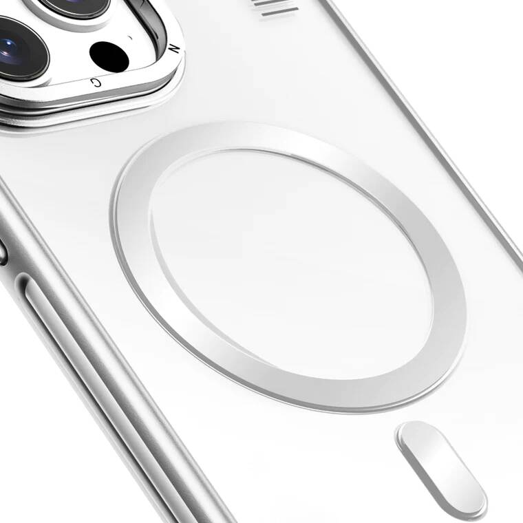 Apple iPhone 15 Pro Max Case M-safe Charging Feature Anti-Yellowing Youngkit Crystal Grid Cover Silver