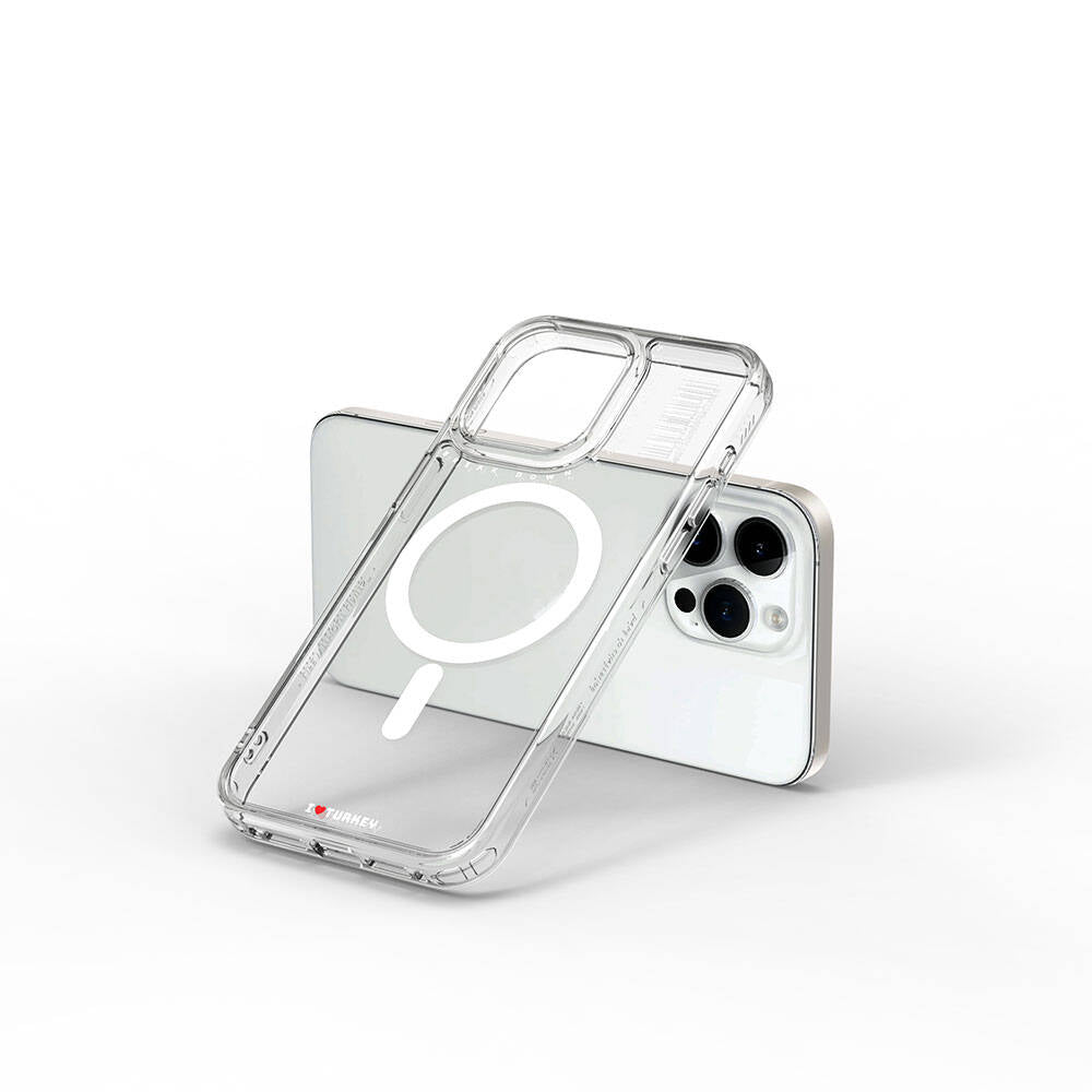 Apple iPhone 15 Pro Max Case M-safe Charging Feature Transparent Clear Wiwu Turkey D Series Cover Colorless