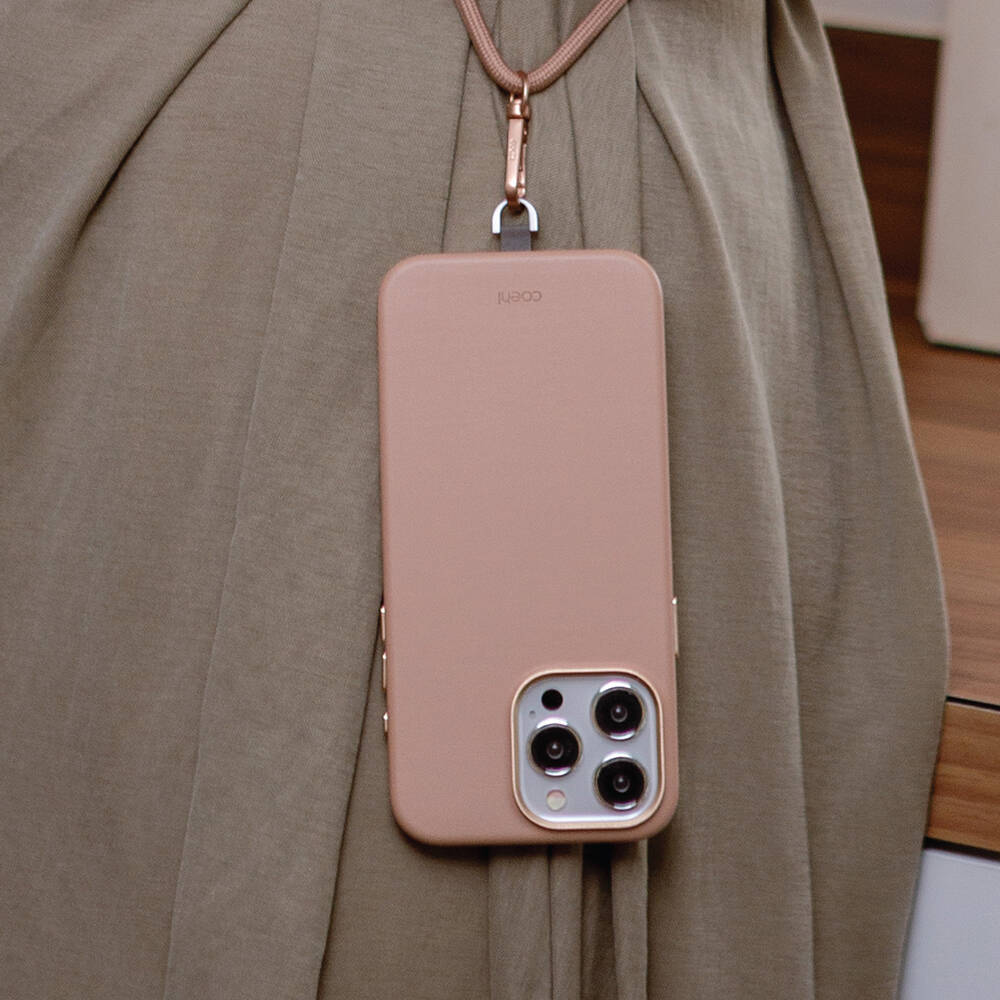 Apple iPhone 15 Pro Max Kılıf M-safe Şarj Özellikli Soft Arka Yüzey Askı İpli Coehl Muse Kapak Mavi