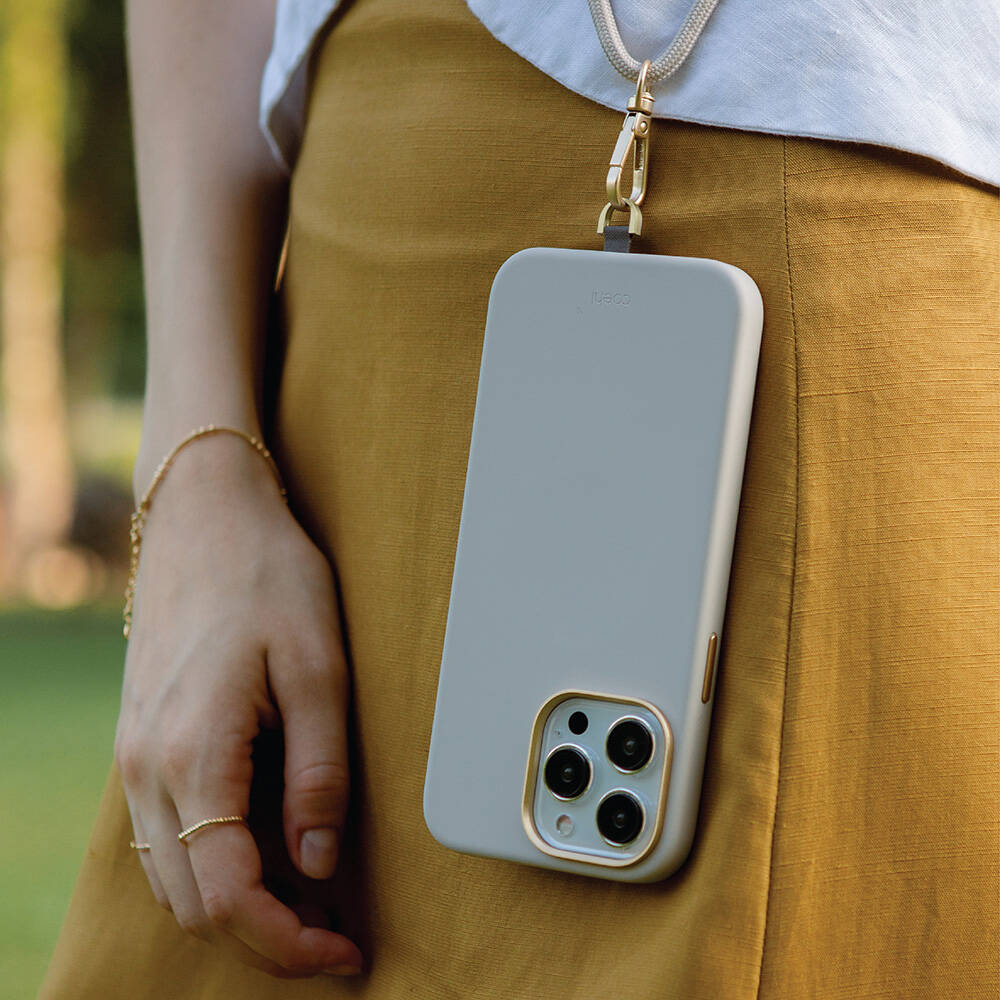 Apple iPhone 15 Pro Max Case M-safe Charging Feature Soft Smooth Surface Strap Rope Coehl Creme Cover Cream