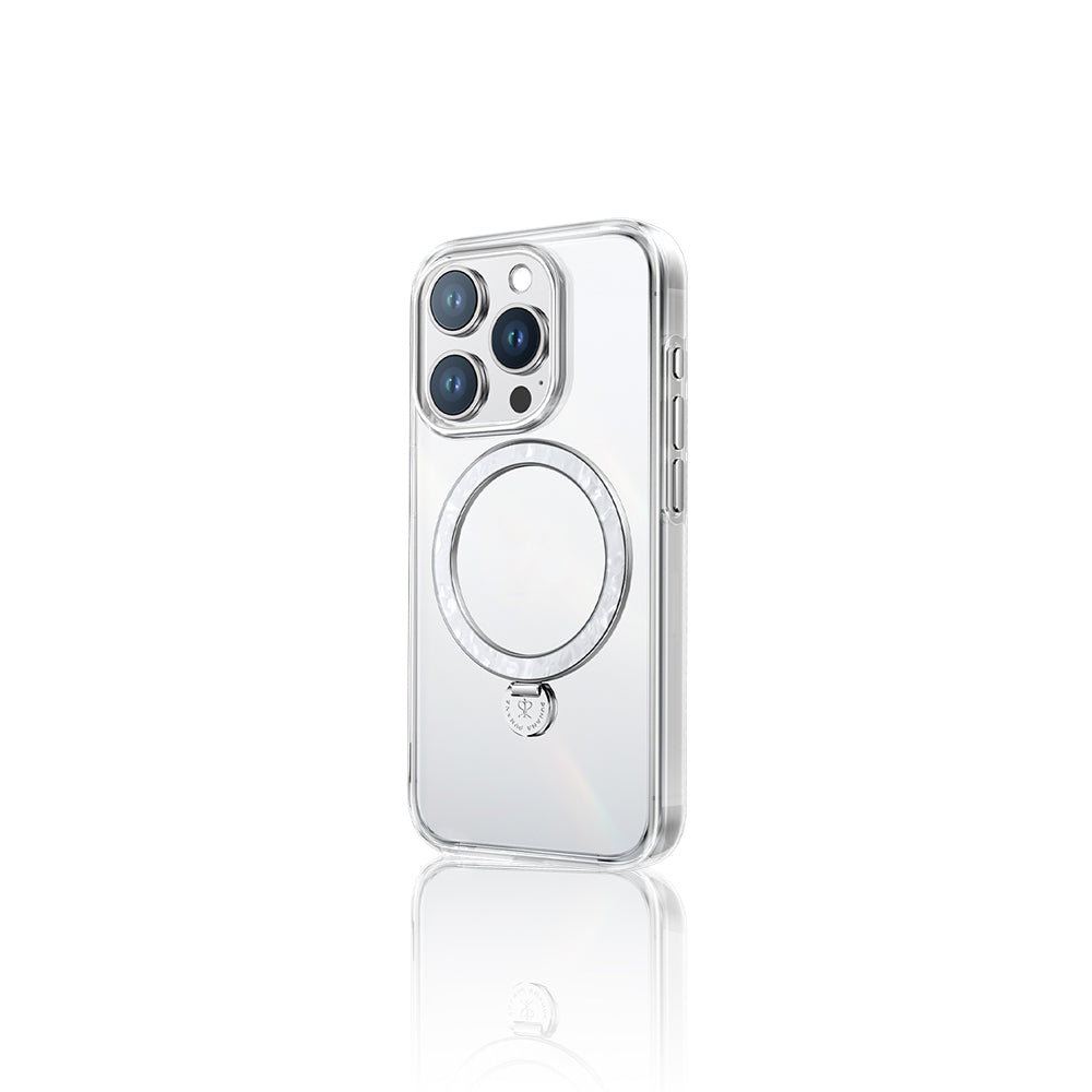Apple iPhone 15 Pro Max Case M-safe Charging Stand Pynana Dancing Streamer Series Cover White
