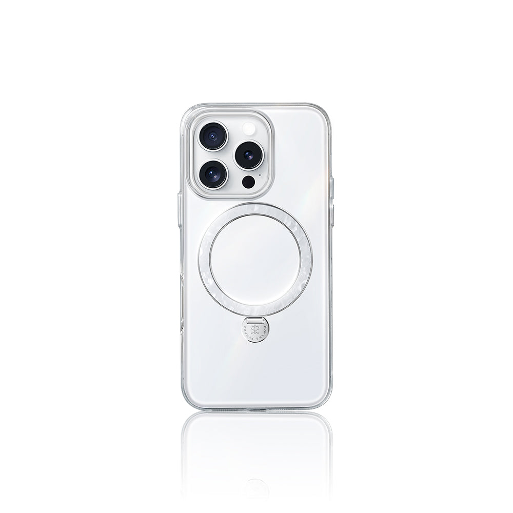 Apple iPhone 15 Pro Max Case M-safe Charging Stand Pynana Dancing Streamer Series Cover White