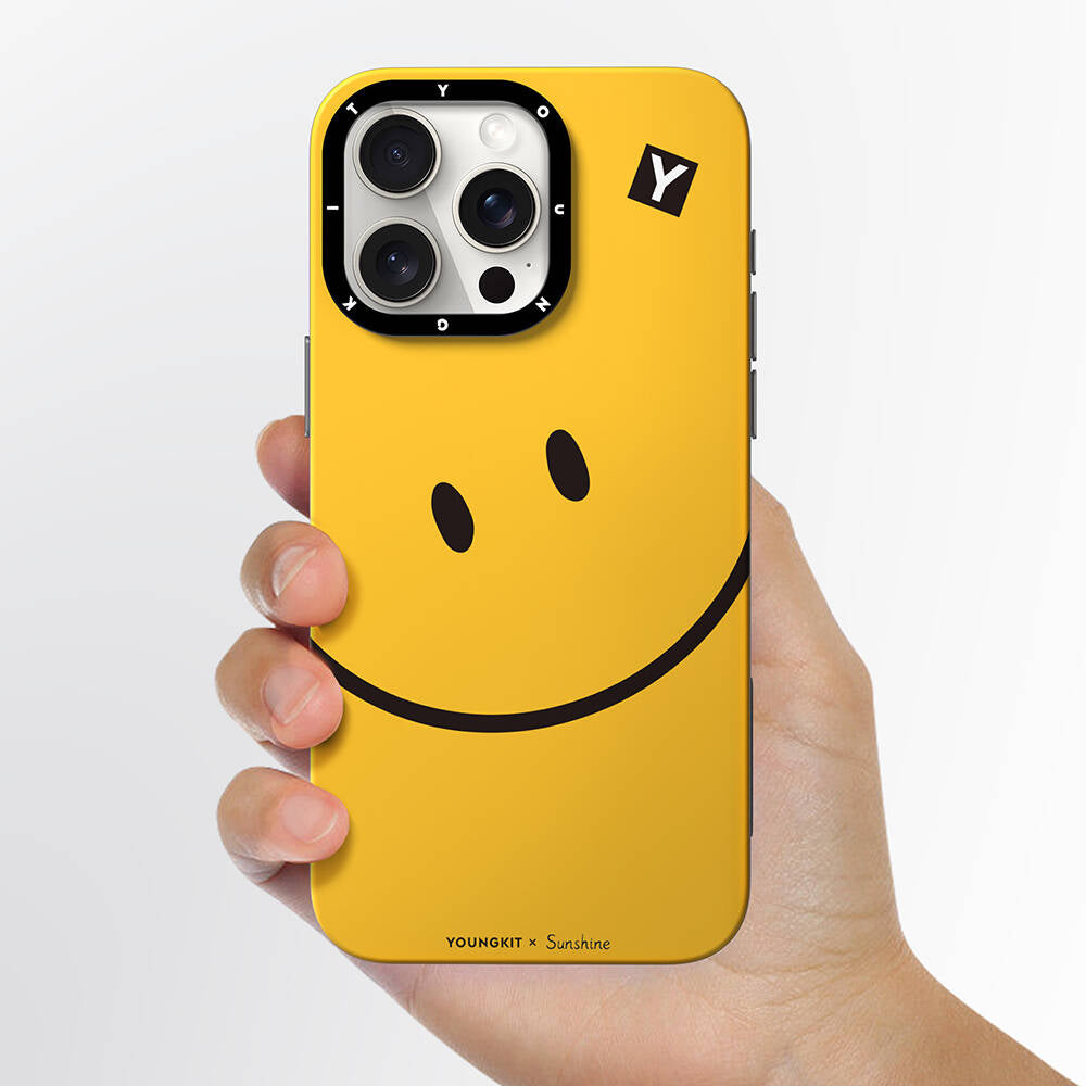 Apple iPhone 15 Pro Max Case M-safe Charging Feature Sunshine Design Youngkit Daily Happy Series Cover Yellow