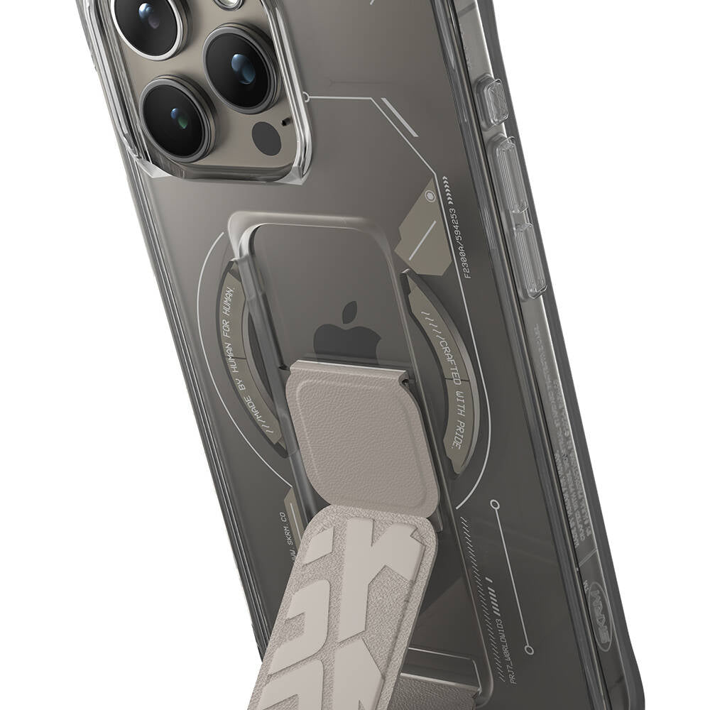 Apple iPhone 15 Pro Max Case M-safe Charging Feature Technology Patterned Stand Skinarma Helio Cover Black