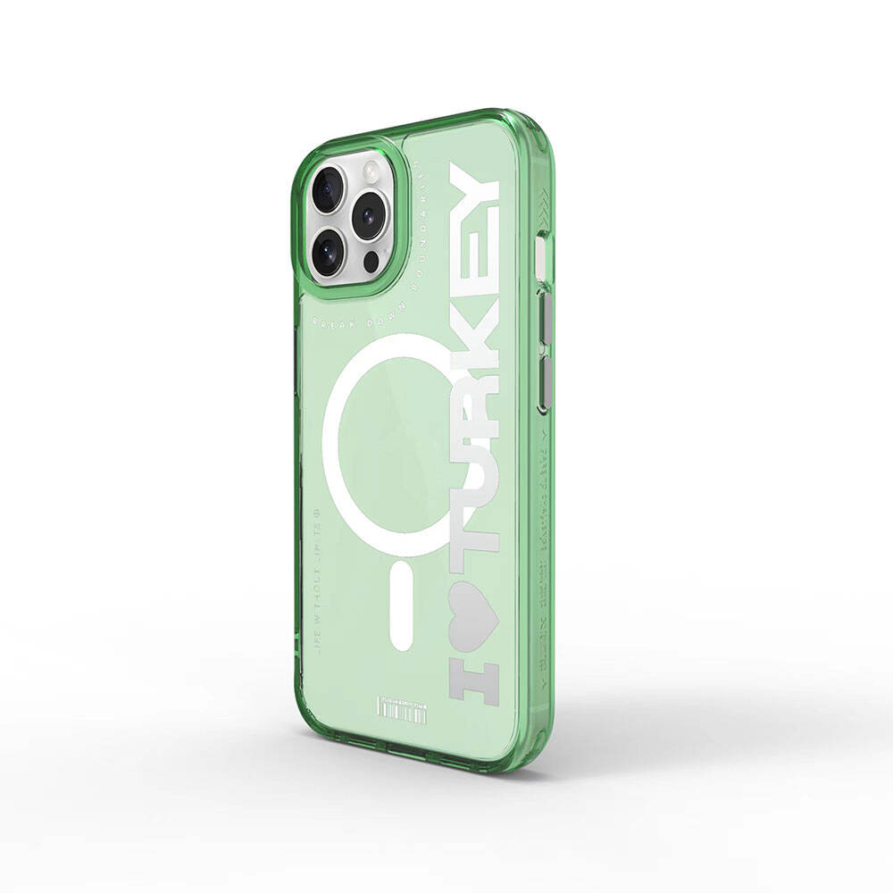 Apple iPhone 15 Pro Max Case M-safe Charging Feature Transparent Color Transition Wiwu Turkey C Series Cover Orange