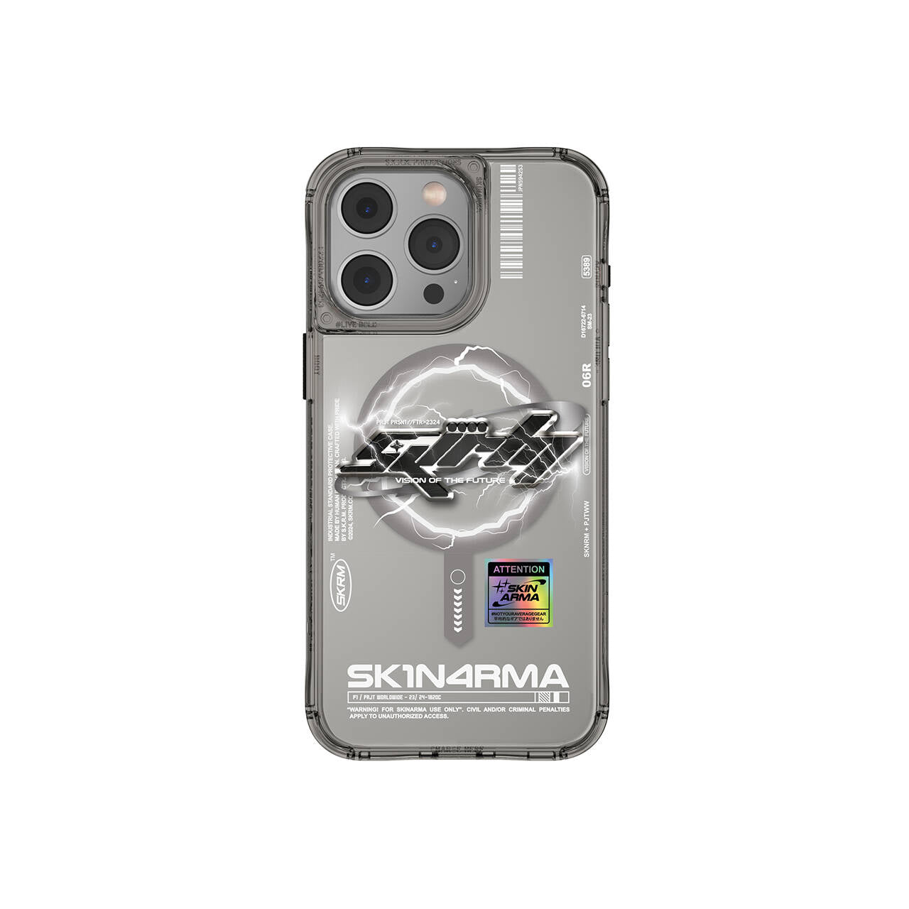Apple iPhone 15 Pro Max Case M-safe Charging Feature Text Patterned SkinArma Bolt Cover Gray