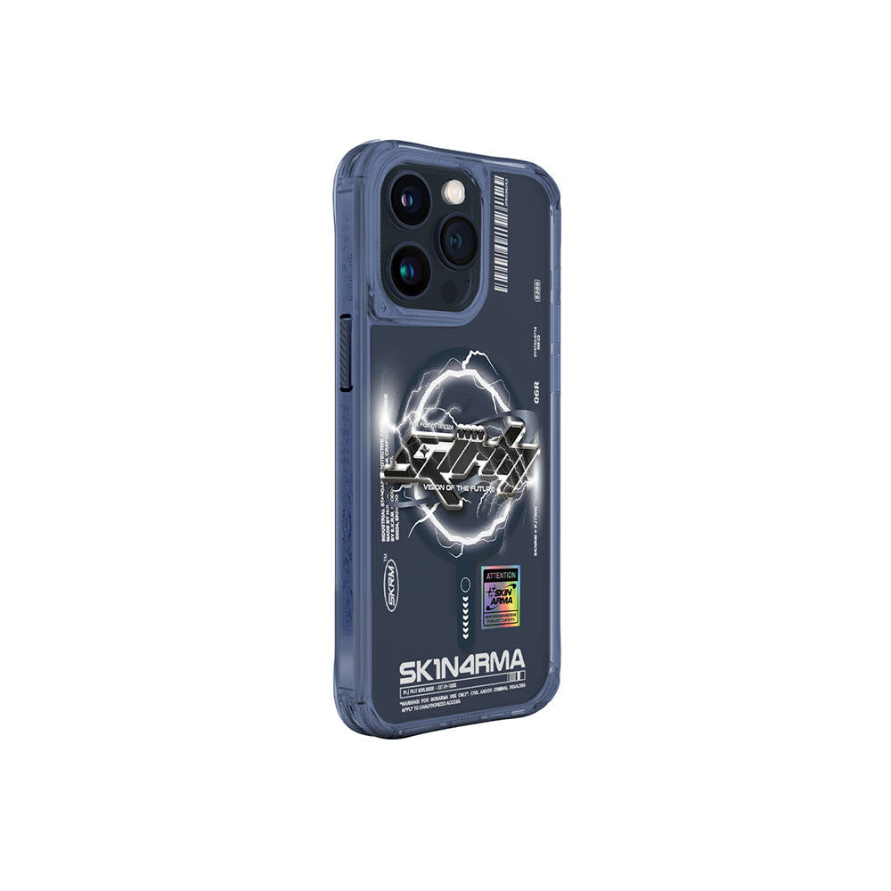 Apple iPhone 15 Pro Max Case M-safe Charging Feature Text Patterned SkinArma Bolt Cover Gray