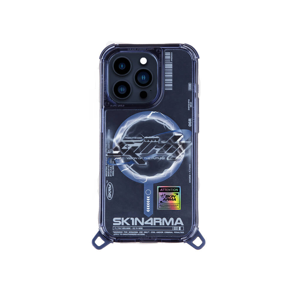 Apple iPhone 15 Pro Max Case M-safe Charging Feature Text Patterned SkinArma Bolt Cover Gray