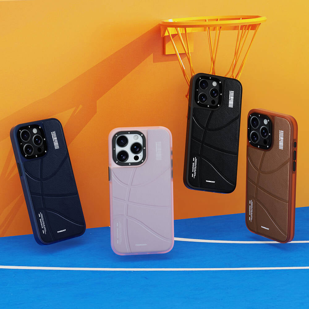 Apple iPhone 15 Pro Max Case M-safe Charging Feature Youngkit Backboard Series Leather Cover Pink