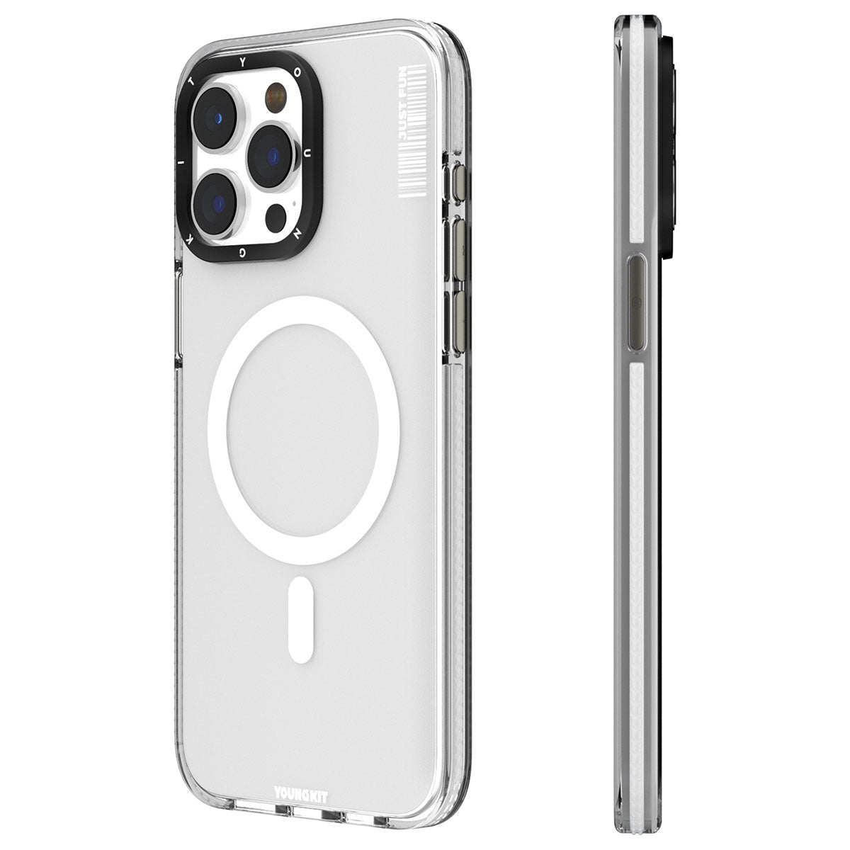 Apple iPhone 15 Pro Max Case M-Safe Charging Feature YoungKit Crystal Color Series Cover White