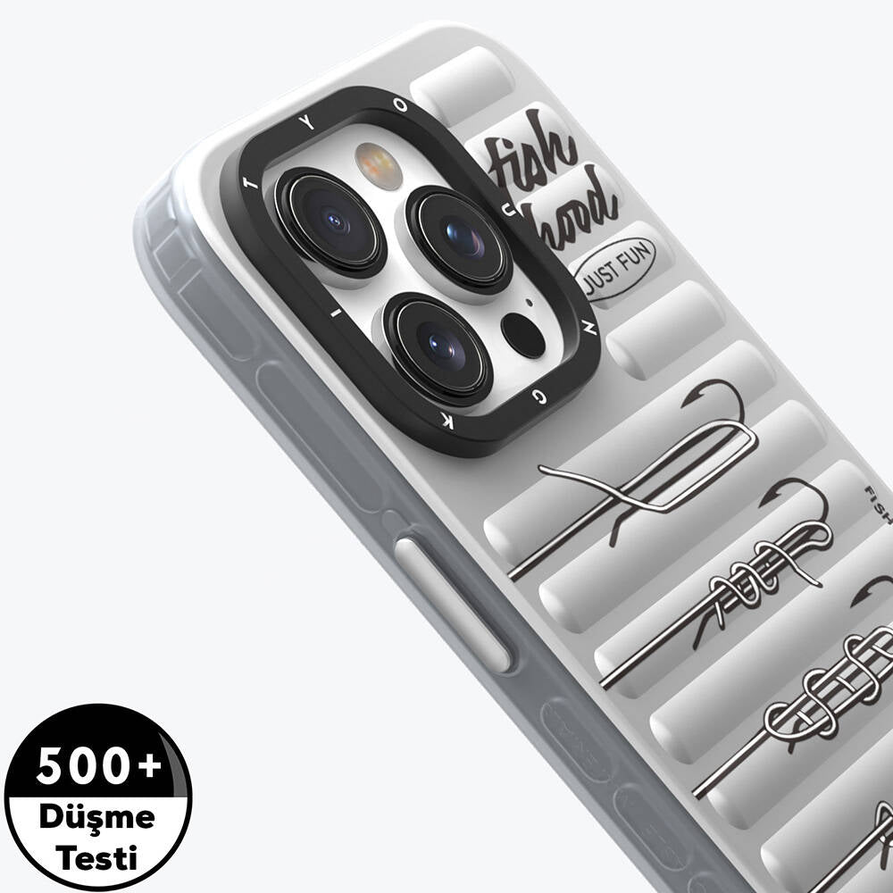 Apple iPhone 15 Pro Max Kılıf M-safe Şarj Özellikli Youngkit Fishing Serisi Kapak Gri